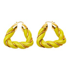 Bottega Veneta Twist Triangle Hoop Earrings Yellow Gold Leather Silver — view 2