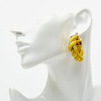 Bottega Veneta Twist Triangle Hoop Earrings Yellow Gold Leather Silver — view 5