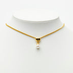 Dior Heart Pendant Necklace Gold Plated Faux Pearl — view 7