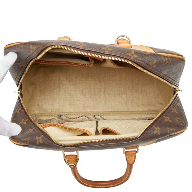 Louis Vuitton Monogram Deauville Handbag Brown Leather — view 9