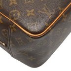 Louis Vuitton Monogram Deauville Handbag Brown Leather — view 7