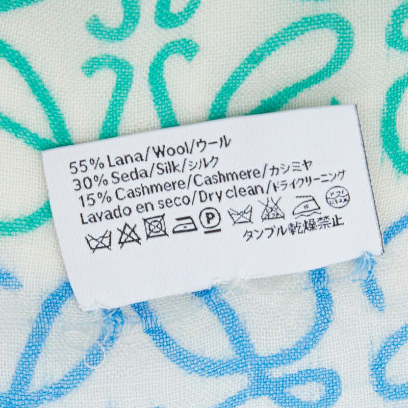Loewe Anagram Shawl White Multicolor Silk Wool Scarf — view 5