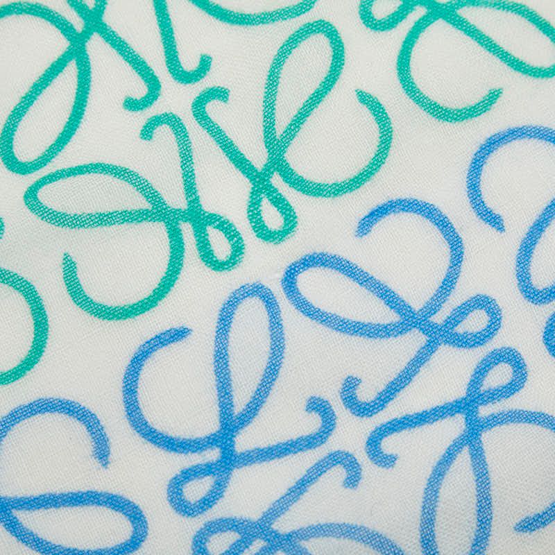 Loewe Anagram Shawl White Multicolor Silk Wool Scarf — view 4