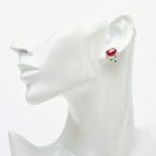 Chanel CC Logo Round Earrings Silver Red Metal — view 5
