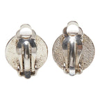 Chanel CC Logo Round Earrings Silver Red Metal — view 3