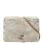 Chanel CC Logo Chain Wallet Shoulder Bag Gray Pink Leather
