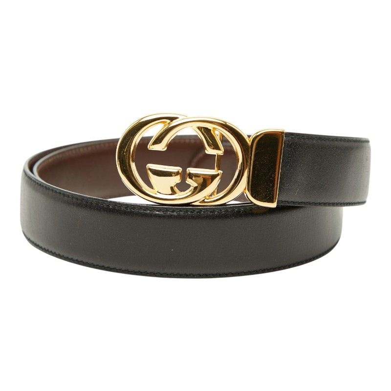 Gucci Vintage 084 Black Brown Leather Belt