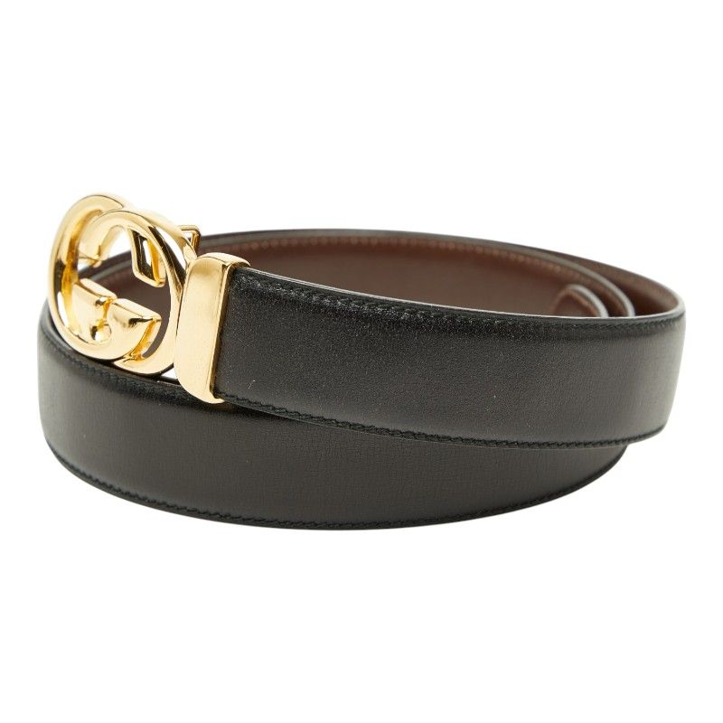 Gucci Vintage 084 Black Brown Leather Belt — view 2