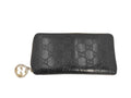 Gucci Wallet Guccissima Black Leather Zip Around Gold