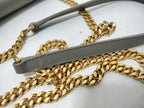 Saint Laurent Yves Chain Wallet Cassandra Gray Leather Stitch Gold — view 4