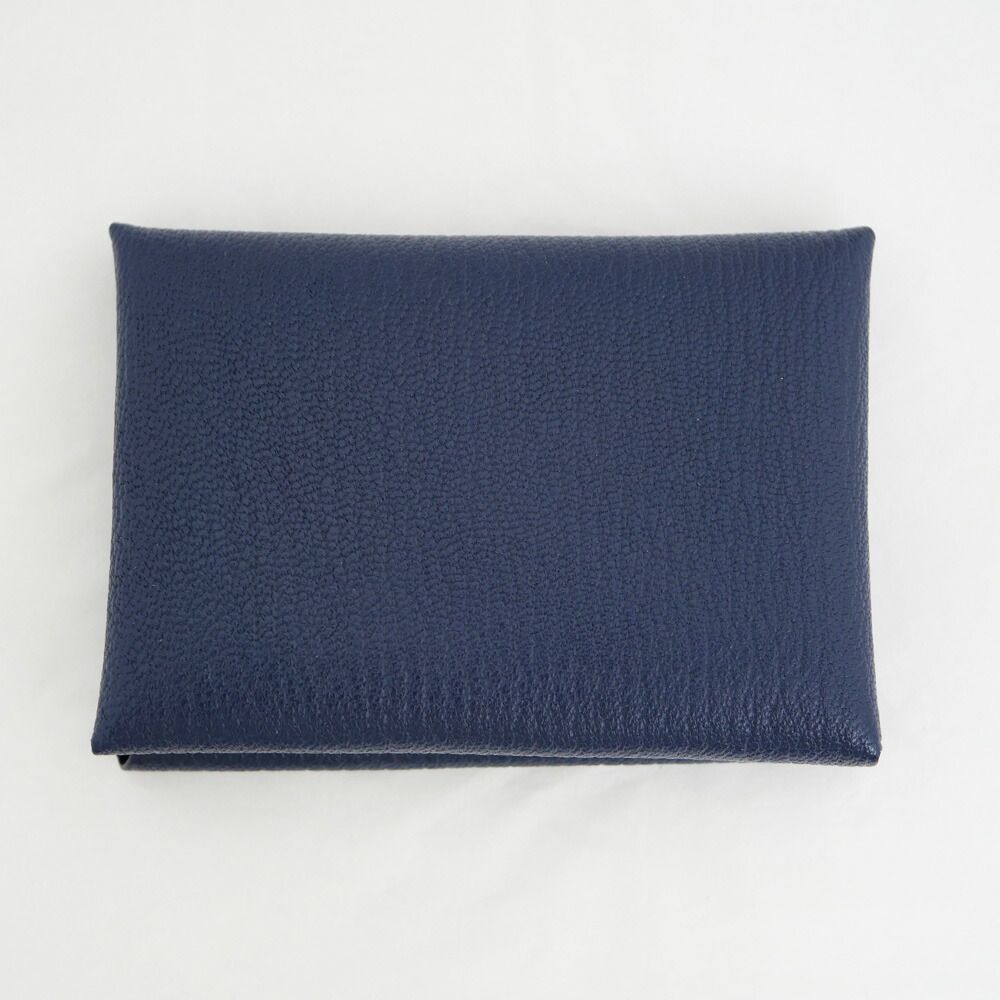 Hermes Calvi Duo Blue Navy Card Case Chevre Coin — view 2