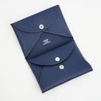 Hermes Calvi Duo Blue Navy Card Case Chevre Coin — view 5