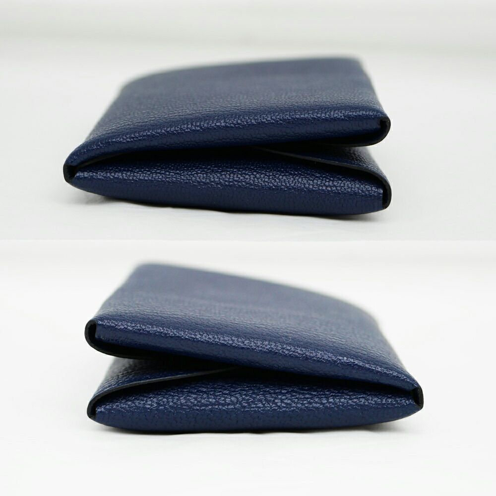 Hermes Calvi Duo Blue Navy Card Case Chevre Coin — view 4