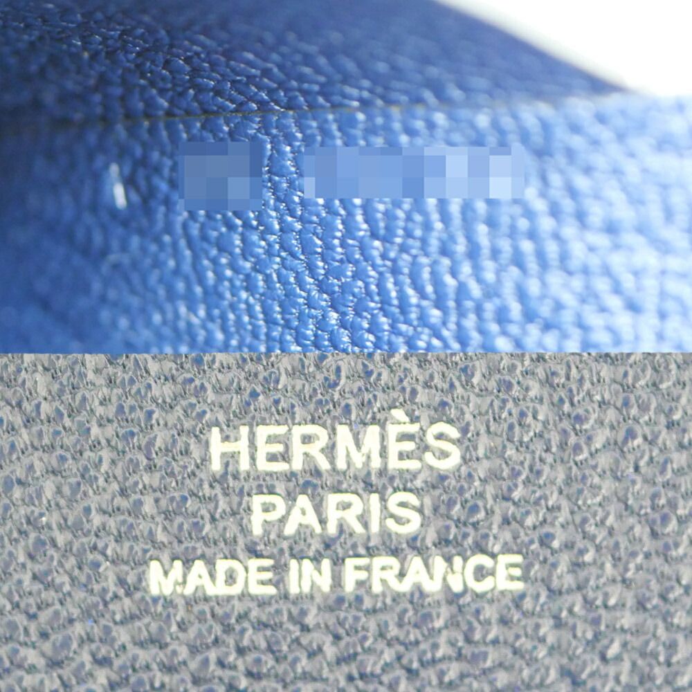 Hermes Calvi Duo Blue Navy Card Case Chevre Coin — view 6