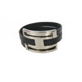 Hermes Leather Bangle Bracelet Black Silver