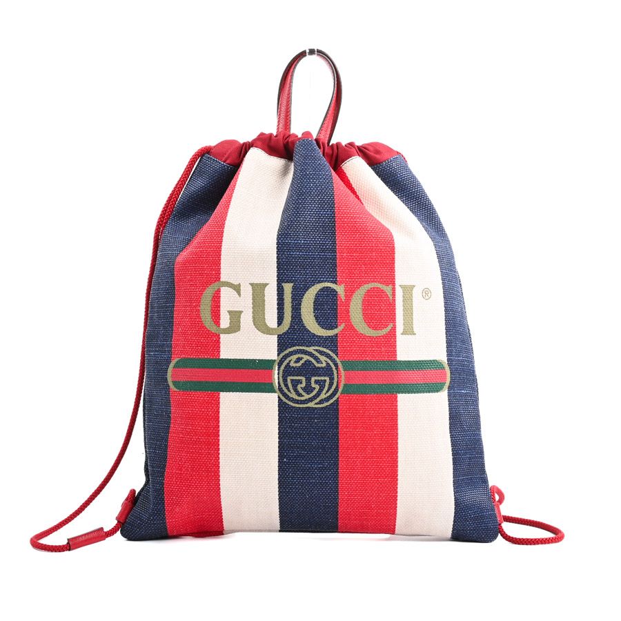 Gucci Backpack Striped Drawstring Knapsack