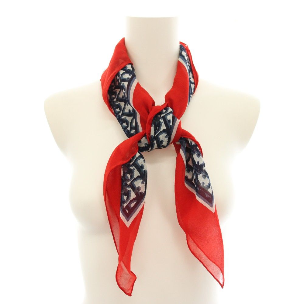 Dior Scarf Trotter Pattern All Over Red Navy White YT — view 5