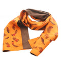 Hermes Reversible Scarf Lightweight Silk Feather Pattern Orange Brown