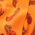 Hermes Reversible Scarf Lightweight Silk Feather Pattern Orange Brown — view 6
