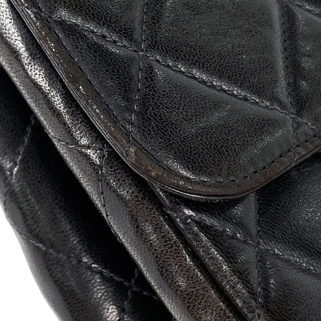 Chanel Big Quilted Single Flap Chain Shoulder Bag CC Logo Leather Black — view 7