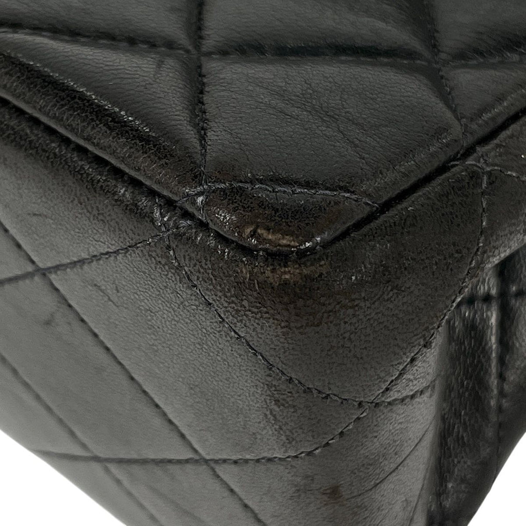 Chanel Big Quilted Single Flap Chain Shoulder Bag CC Logo Leather Black — view 6