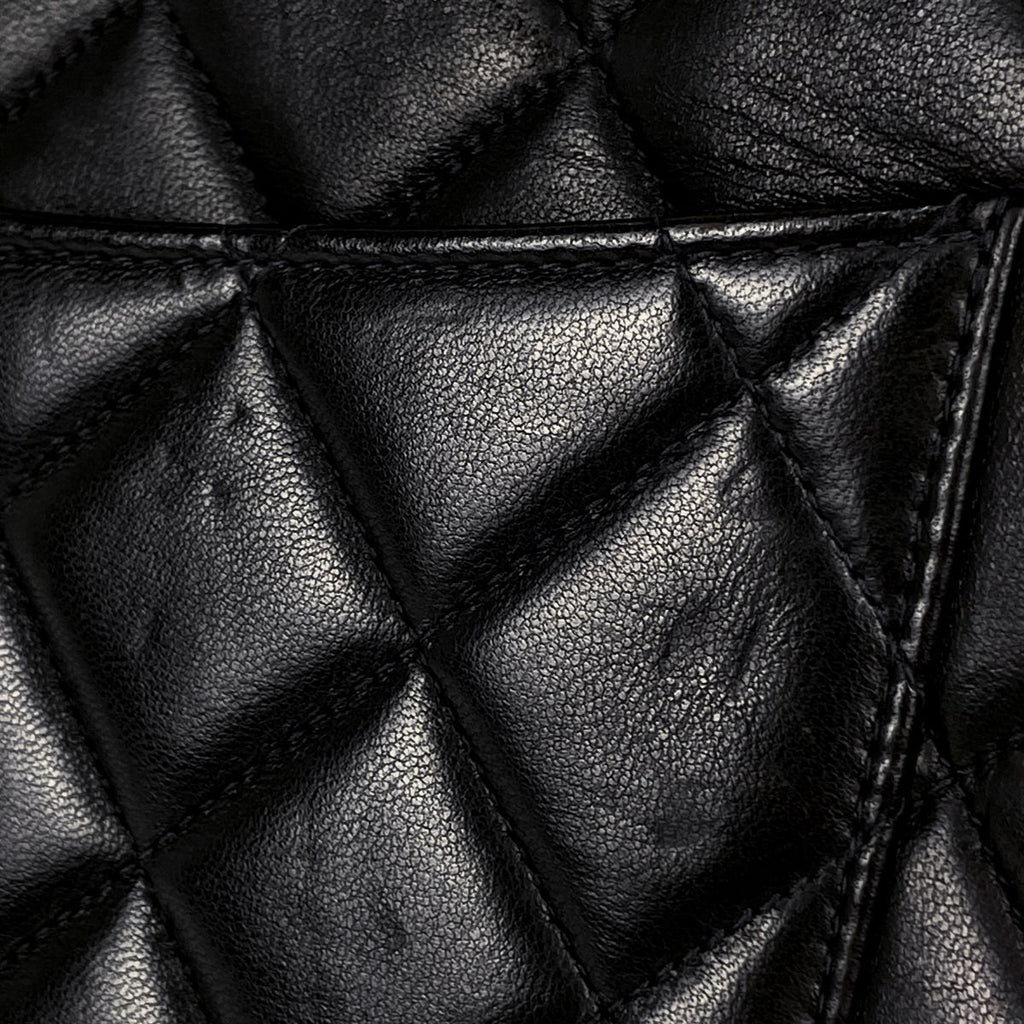Chanel Big Quilted Single Flap Chain Shoulder Bag CC Logo Leather Black — view 8