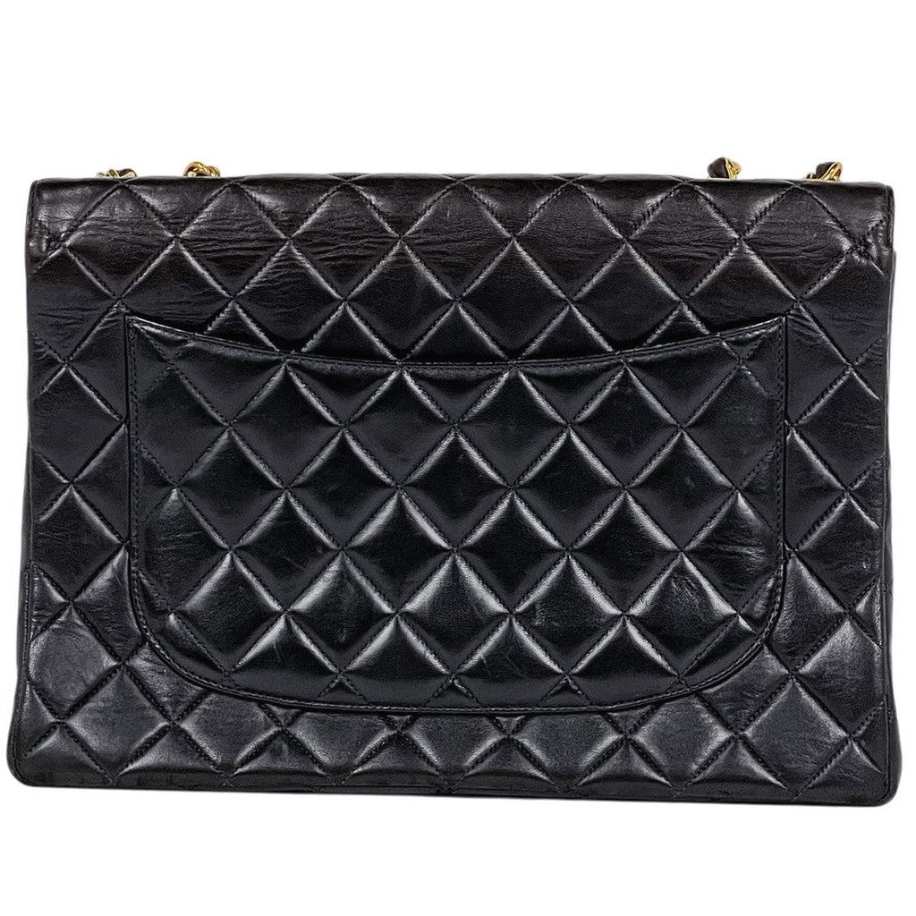 Chanel Big Quilted Single Flap Chain Shoulder Bag CC Logo Leather Black — view 3