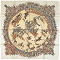 Hermes Carre 90 Cirque Molier Scarf Silk White Multicolor