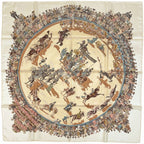 Hermes Carre 90 Cirque Molier Scarf Silk White Multicolor