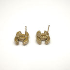 Chanel CC Logo Color Stone Clear Gold Earrings — view 9