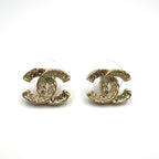 Chanel CC Logo Color Stone Clear Gold Earrings — view 6