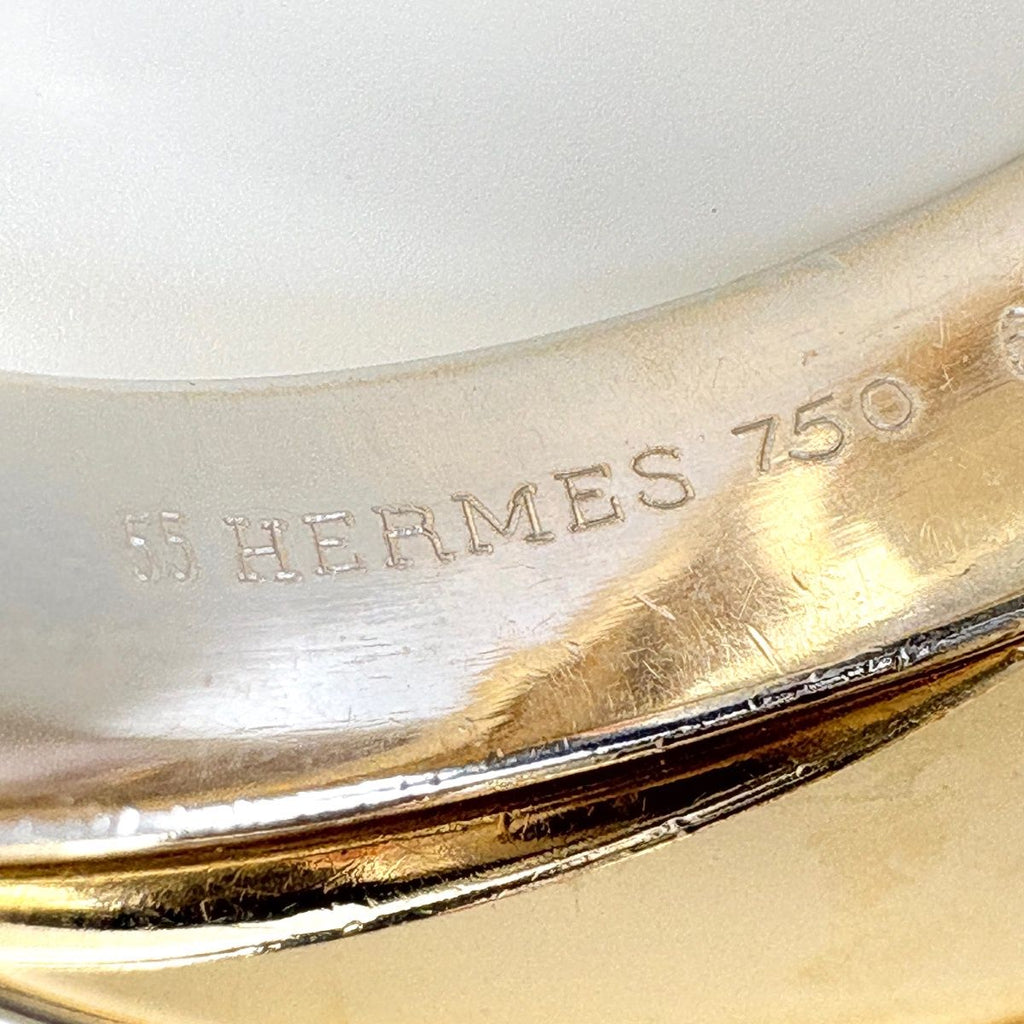 Hermes Interlock Band Ring YG Yellow Gold