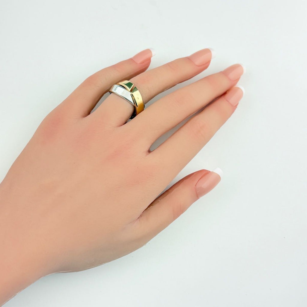 Hermes Interlock Band Ring YG Yellow Gold