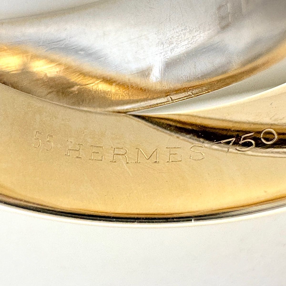Hermes Interlock Band Ring YG Yellow Gold