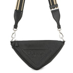 Prada Shoulder Bag Triangle Logo Saffiano Leather Black