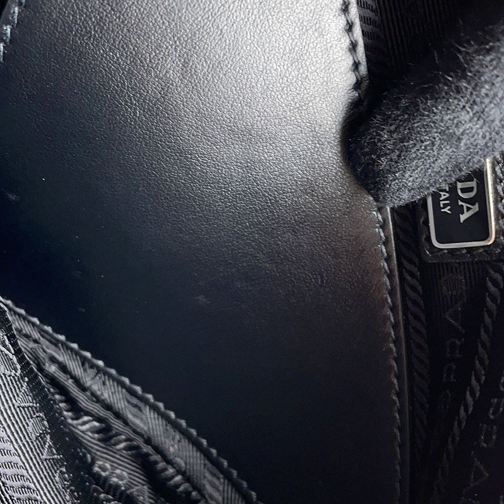Prada Shoulder Bag Triangle Logo Saffiano Leather Black — view 8