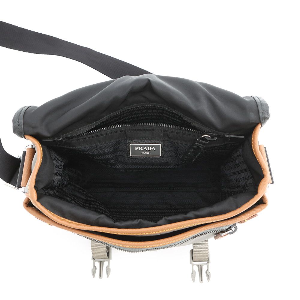 Prada Shoulder Bag Triangle Logo Nylon Leather Black — view 6