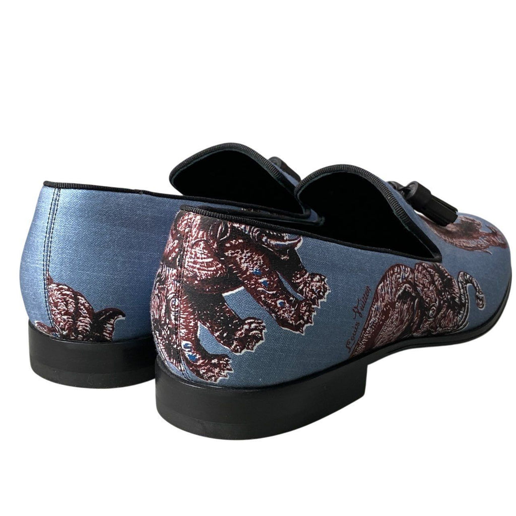 Louis Vuitton Chapman Brazza Tassel Loafers 7.5 Blue Elephant Shoes — view 4