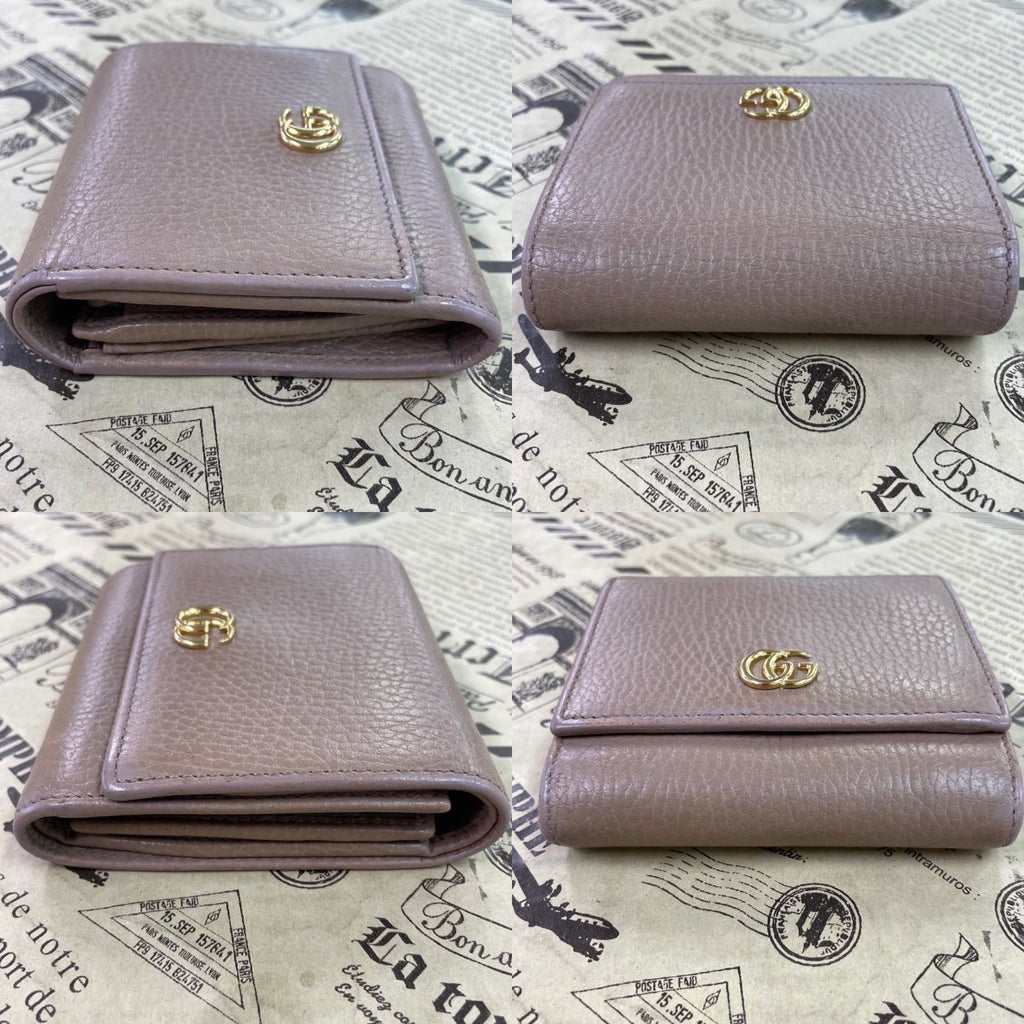 Gucci Fold Wallet Compact Leather GG Marmont Gray — view 4