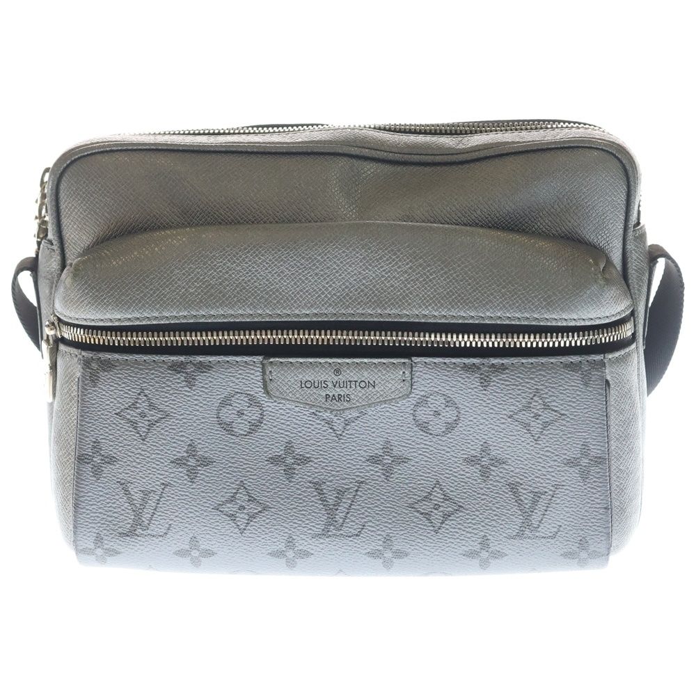 Louis Vuitton Taigarama Outdoor Messenger Shoulder Bag Dark Silver Leather