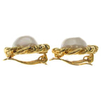 Chanel Faux Pearl Earrings White Gold — view 4