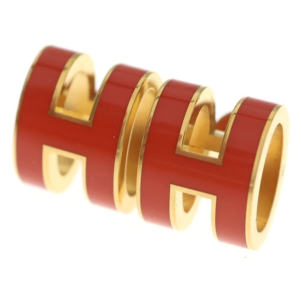 Hermes Pop Logo Earrings Gold Red