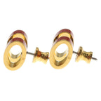 Hermes Pop Logo Earrings Gold Red — view 3