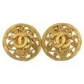 Chanel CC Logo Earrings Round Gold Plated