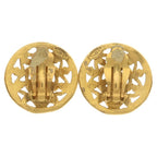 Chanel CC Logo Earrings Round Gold Plated — view 2