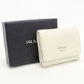 Prada Soft Gray Leather Trifold Wallet Calf