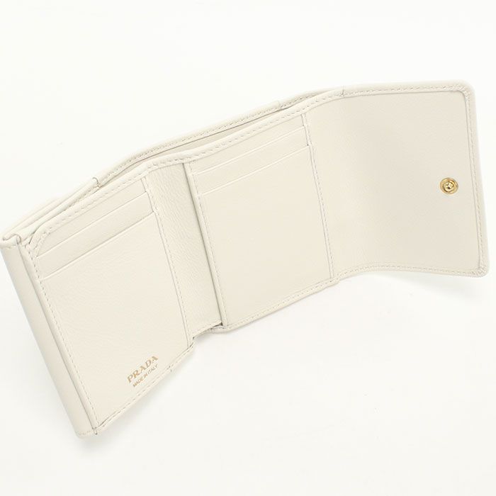 Prada Soft Gray Leather Trifold Wallet Calf — view 3