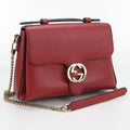 Gucci Chain Interlocking Crossbody Shoulder Bag Leather