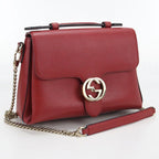 Gucci Chain Interlocking Crossbody Shoulder Bag Leather