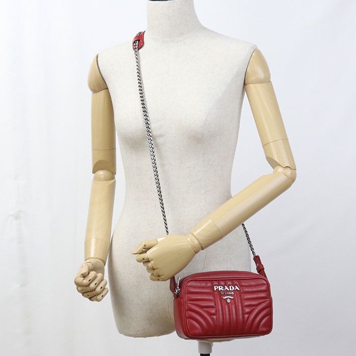 Prada Chain Diagram Crossbody Shoulder Bag Quilted Leather — view 9